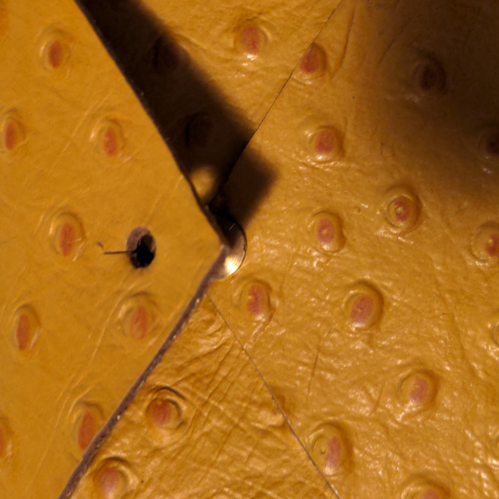 Handmade Genuine Leather Envelope Pouch Golden Yellow Ostrich - Picture 6 of 9